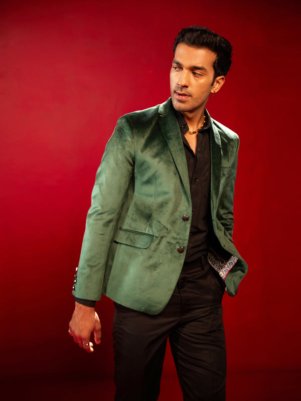 Men's Green Velvet Blazer